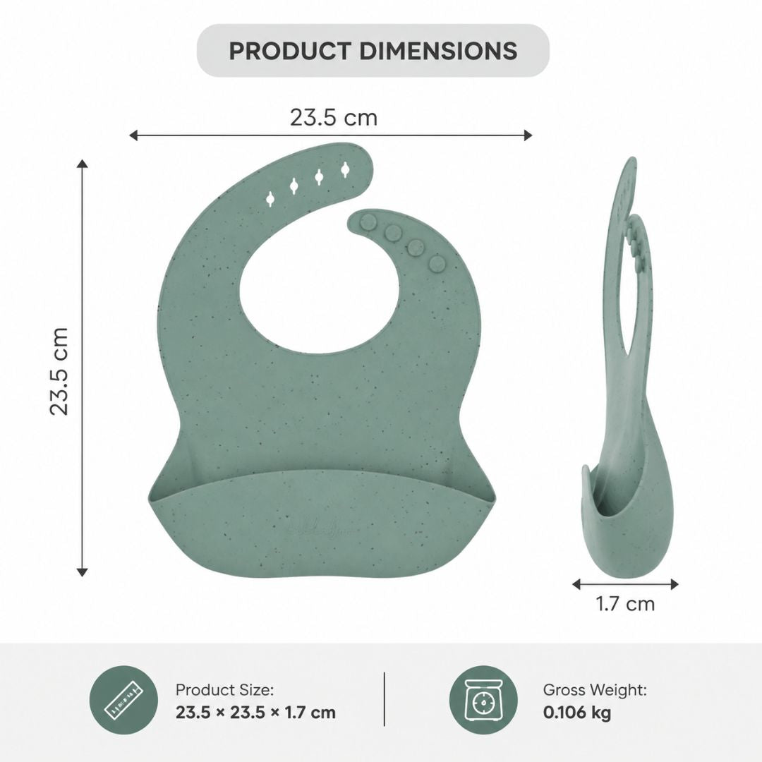 Kikkaboo Platinum Silicone Kids Bib Sage Age- 6 Months & Above