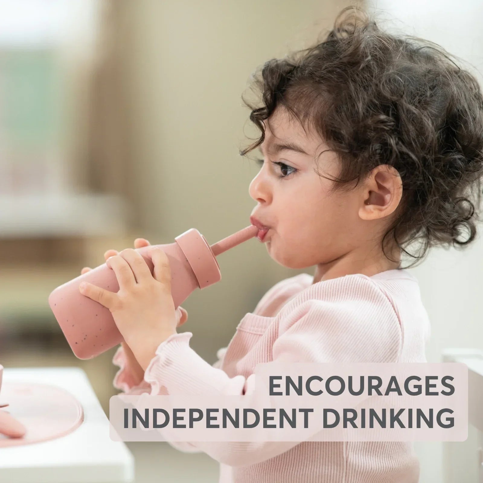 Kikkaboo Platinum Silicone Kids Drinking Bottle with Straw Sage Age- 18 Months & Above