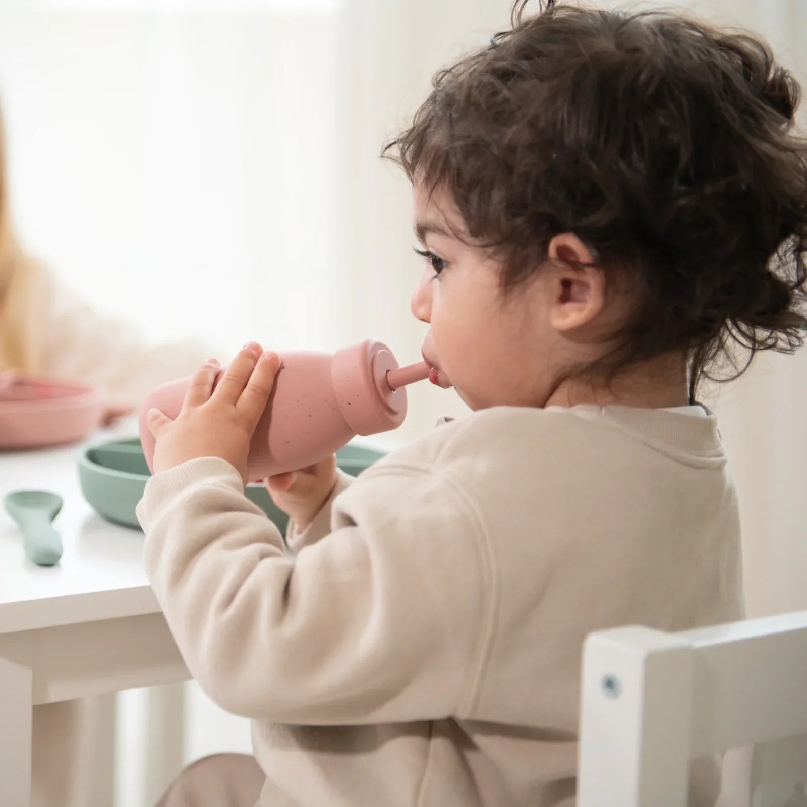 Kikkaboo Platinum Silicone Kids Drinking Bottle with Straw Sage Age- 18 Months & Above