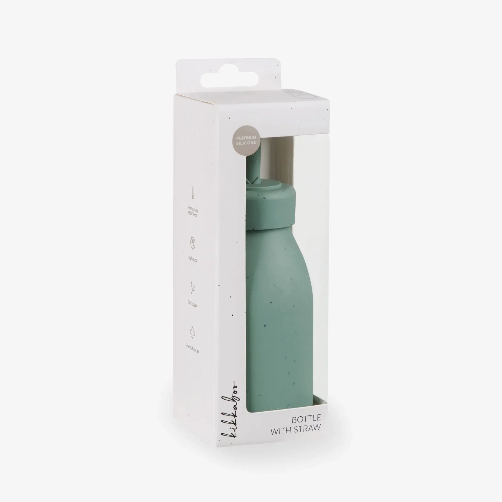 Kikkaboo Platinum Silicone Kids Drinking Bottle with Straw Sage Age- 18 Months & Above