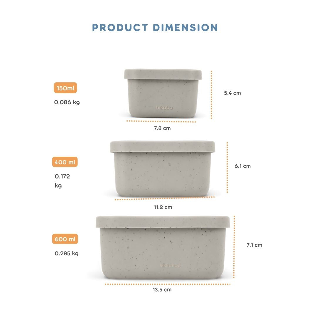 Kikkaboo Platinum Silicone Snack Box Set 3 Sand Age- 6 Months & Above