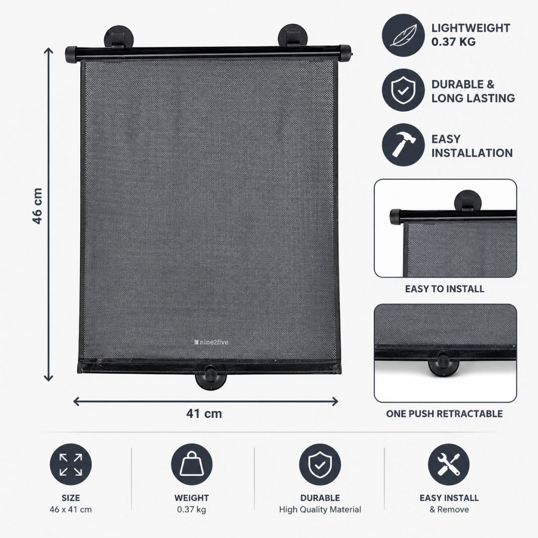 Kikkaboo Roller Sunshades 2 Pieces (46 x 41 cm) Age- Newborn & Above