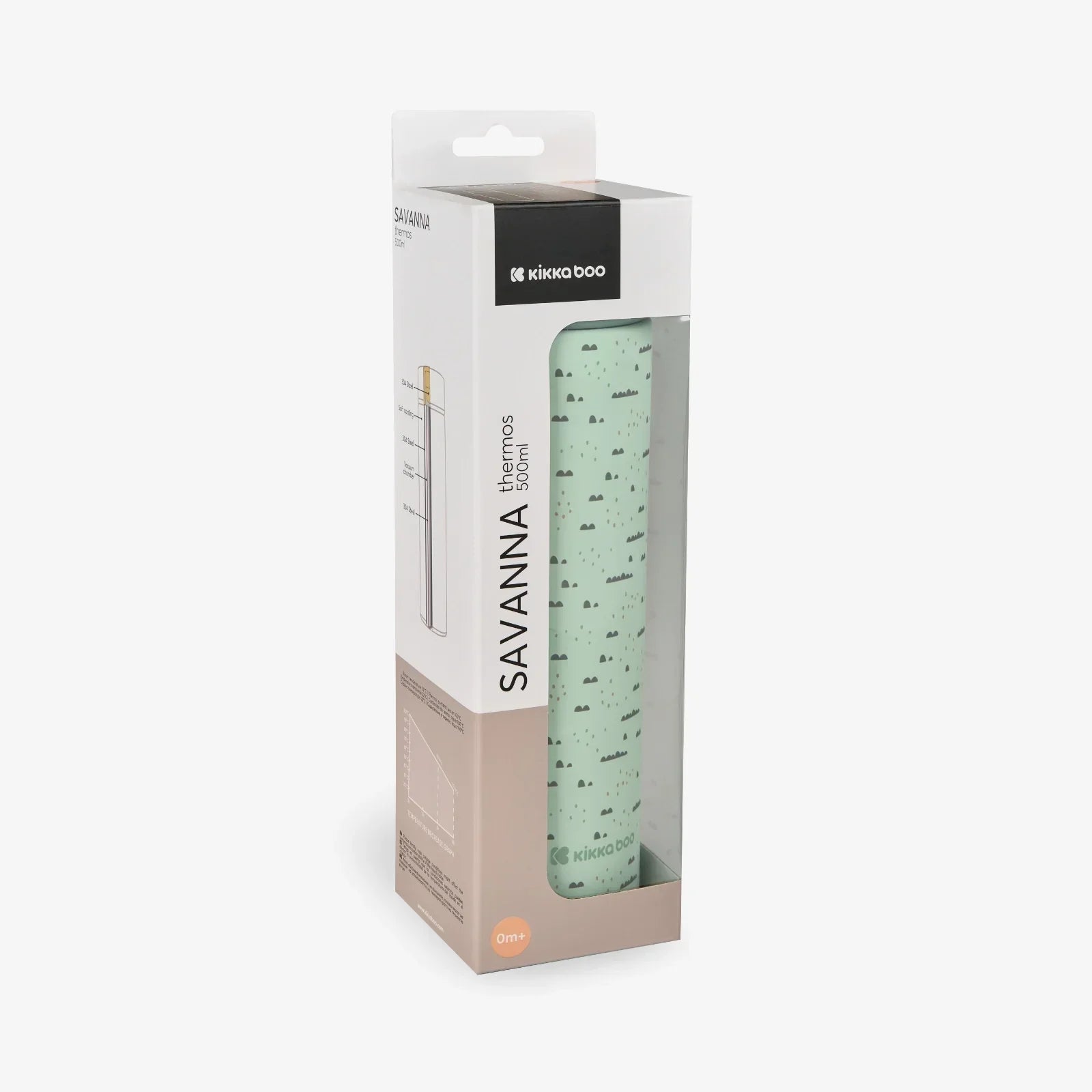 Kikkaboo Savanna 500 ml Kids Thermos – 12-Hour Hot & Warm Retention, Leak-Proof  Mint Age- Newborn & Above