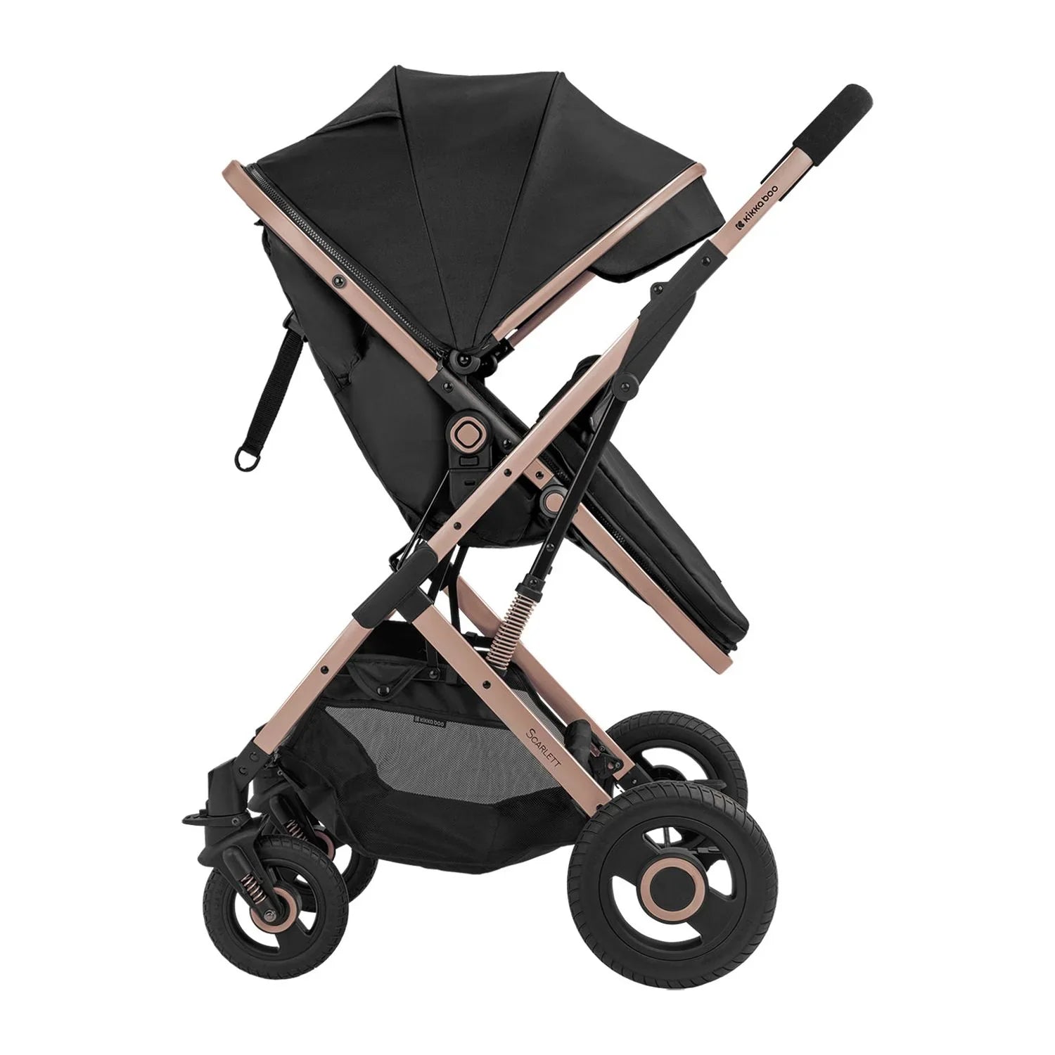 Kikkaboo Scarlett 2-In-1 Travel System Stoller with Transferable Seat Black Age-Newborn & Above (Holds upto 15 Kg)