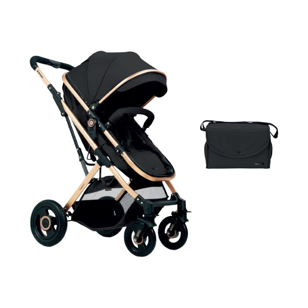 Kikkaboo Scarlett 2-In-1 Travel System Stoller with Transferable Seat Black Age-Newborn & Above (Holds upto 15 Kg)
