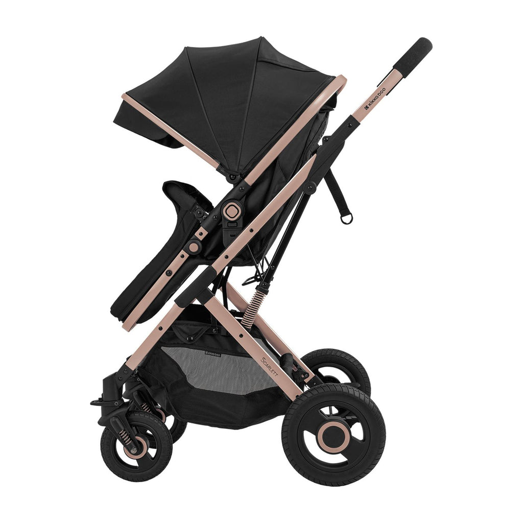 Kikkaboo Scarlett 2-In-1 Travel System Stoller with Transferable Seat Black Age-Newborn & Above (Holds upto 15 Kg)