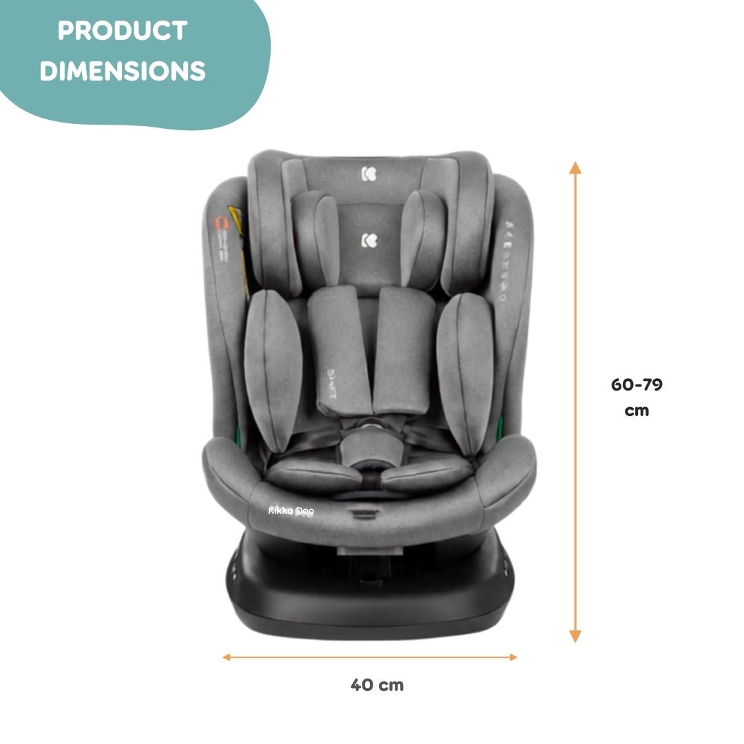 Kikkaboo Shift Isofix Carseat 0-1-2-3 (0-36 Kg) Light Grey Age- Newborn upto 12 Years