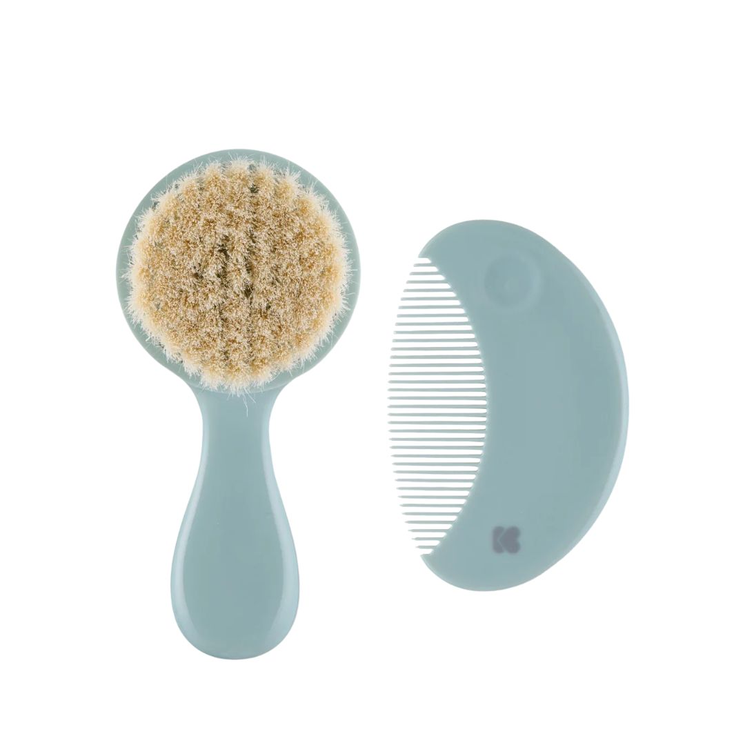 Kikkaboo Sleepy Sheep Comb & Brush with Natural Bristles Grey Age- Newborn & Above
