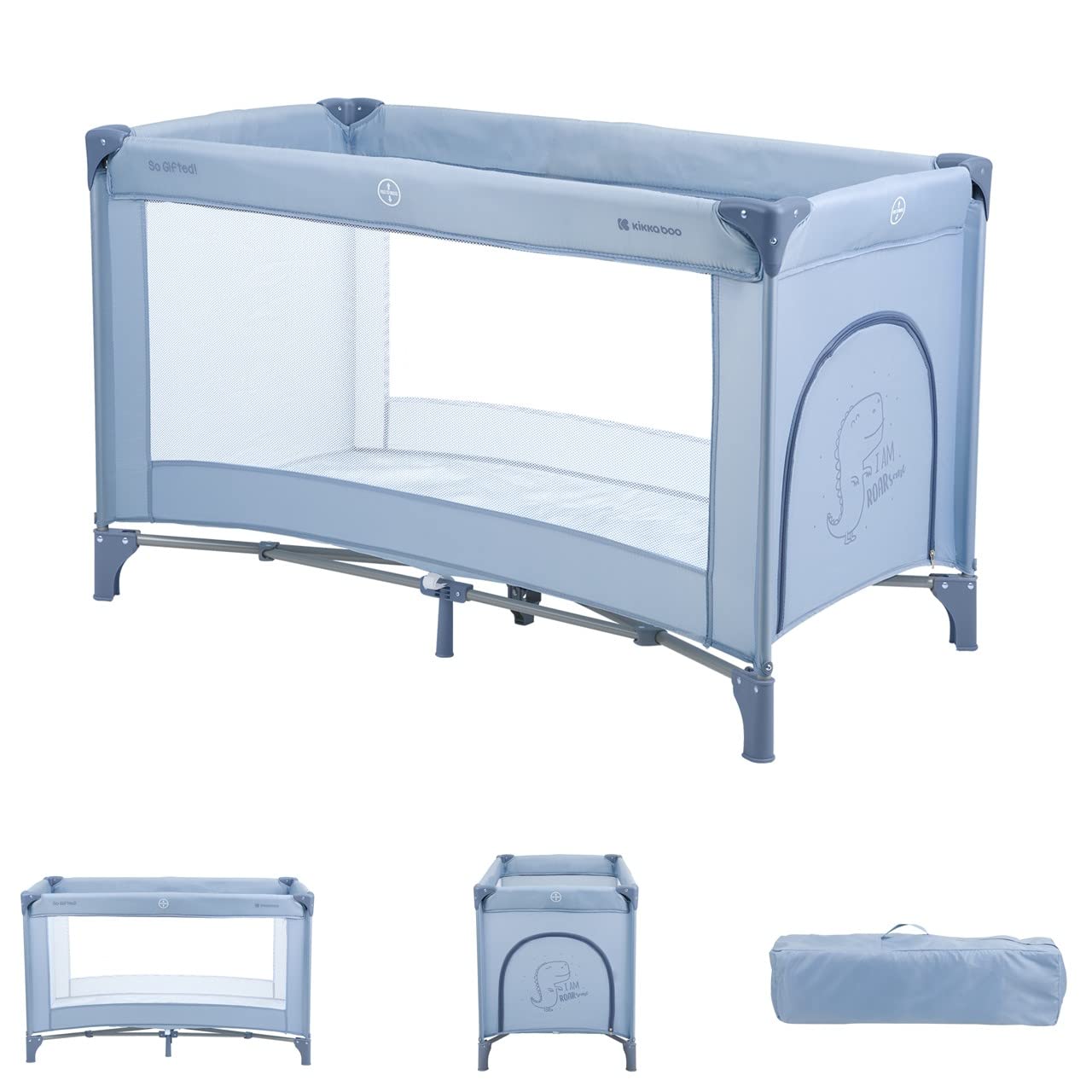 Kikkaboo So Gifted Level Foldable Baby Cot/Travel Bed Blue Age-6