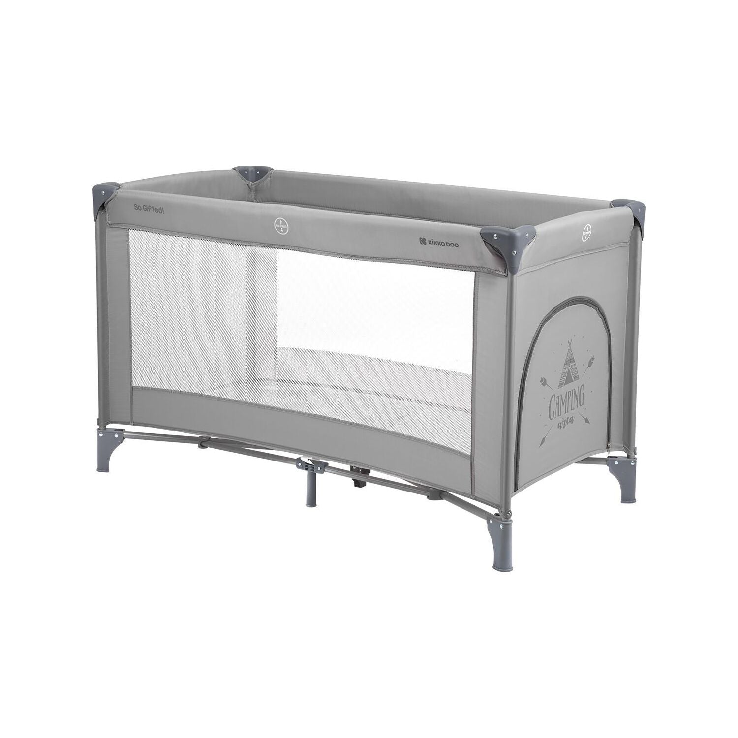 Kikkaboo So Gifted Level 1 Foldable Baby Cot/Travel Bed Grey Age-6 Months to 36 Months (Holds upto 15 Kg)