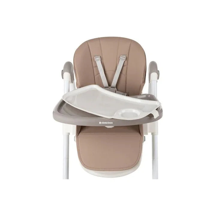 Kikkaboo Spicy Folding Dining Chair with Metal Frame & Leather Seat Beige Age-6 Months & Above