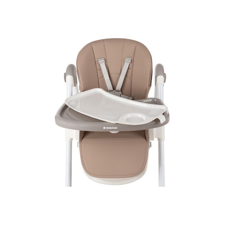 Kikkaboo Spicy Folding Dining Chair with Metal Frame & Leather Seat Beige Age-6 Months & Above