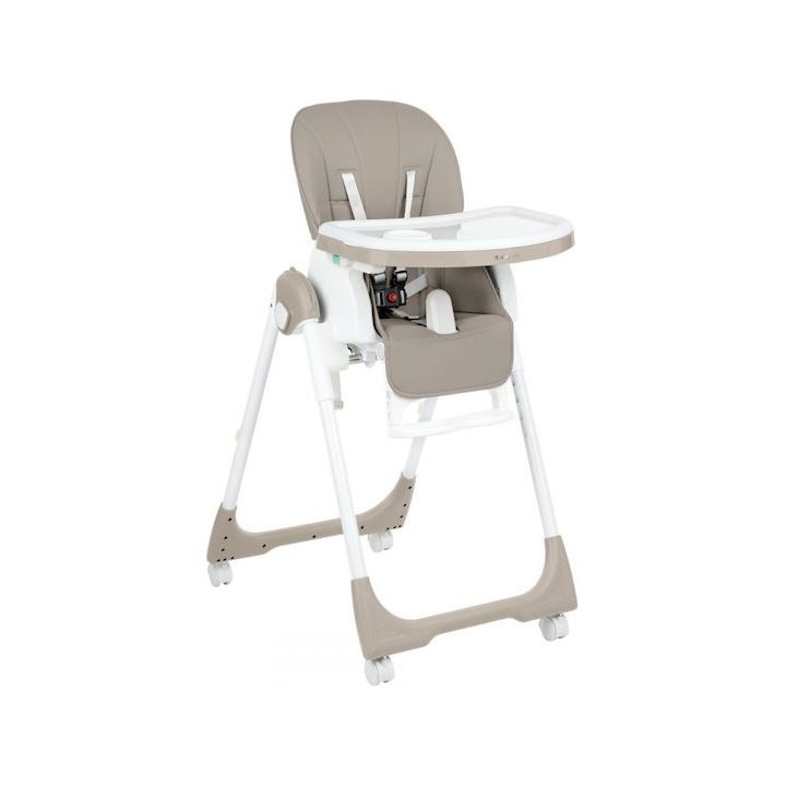 Kikkaboo Spicy Folding Dining Chair with Metal Frame & Leather Seat Beige Age-6 Months & Above