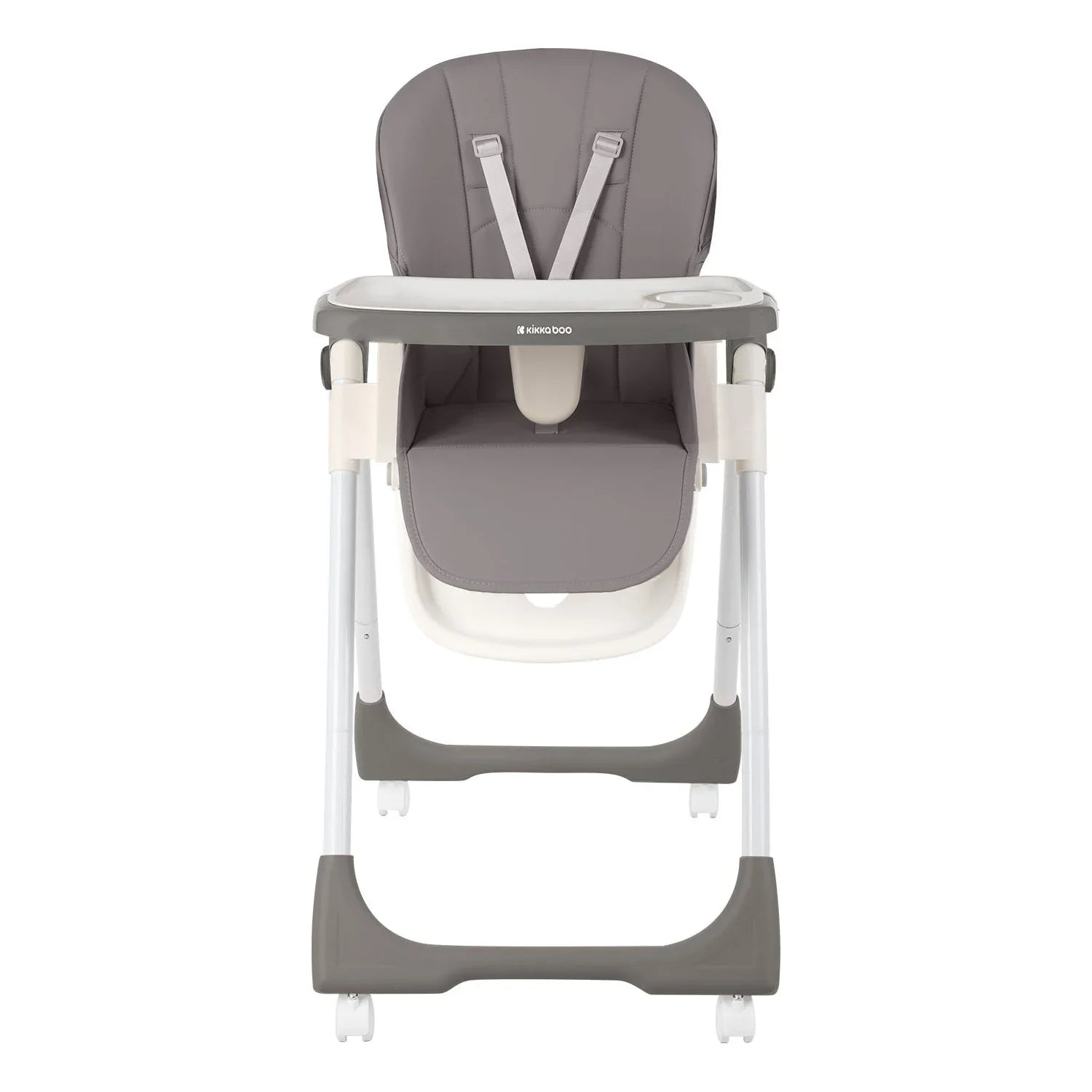 Kikkaboo Spicy Folding Dining Chair with Metal Frame & Leather Seat Grey Age-6 Months & Above