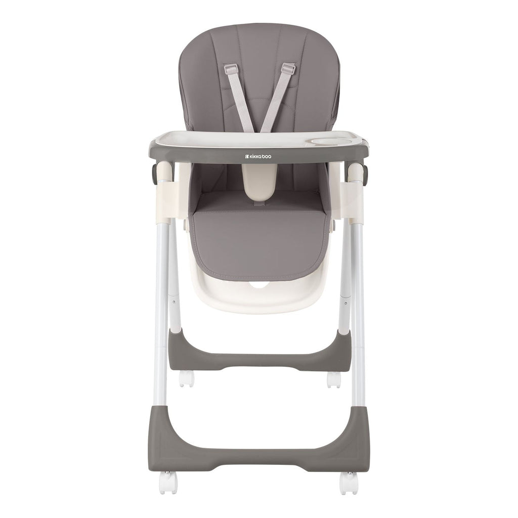 Kikkaboo Spicy Folding Dining Chair with Metal Frame & Leather Seat Grey Age-6 Months & Above