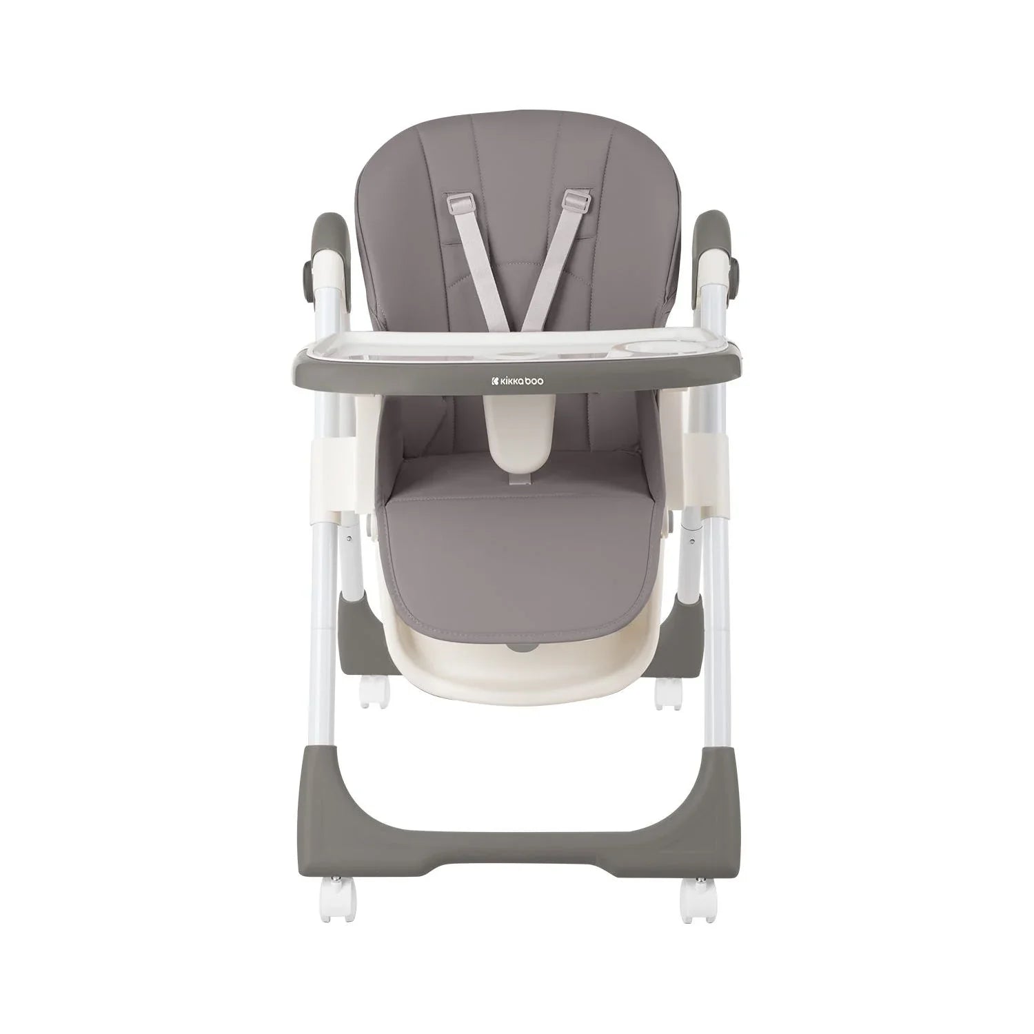 Kikkaboo Spicy Folding Dining Chair with Metal Frame & Leather Seat Grey Age-6 Months & Above