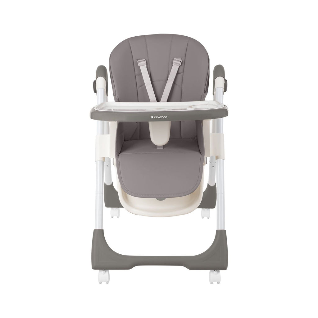 Kikkaboo Spicy Folding Dining Chair with Metal Frame & Leather Seat Grey Age-6 Months & Above