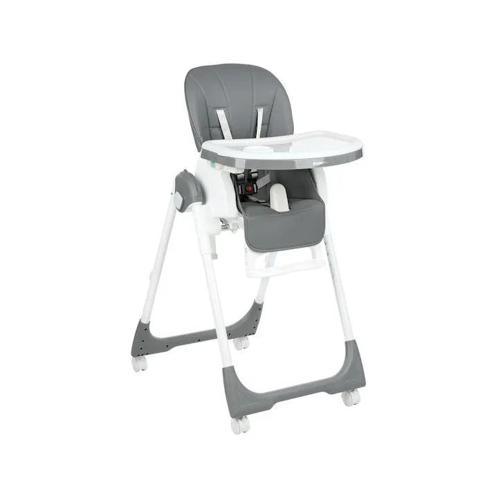 Kikkaboo Spicy Folding Dining Chair with Metal Frame & Leather Seat Grey Age-6 Months & Above