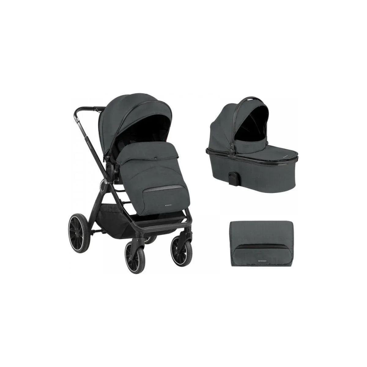 Kikkaboo Tiffany 2-In-1 Stroller With Carrycot Dark Grey Age- Newborn upto 22 Kg