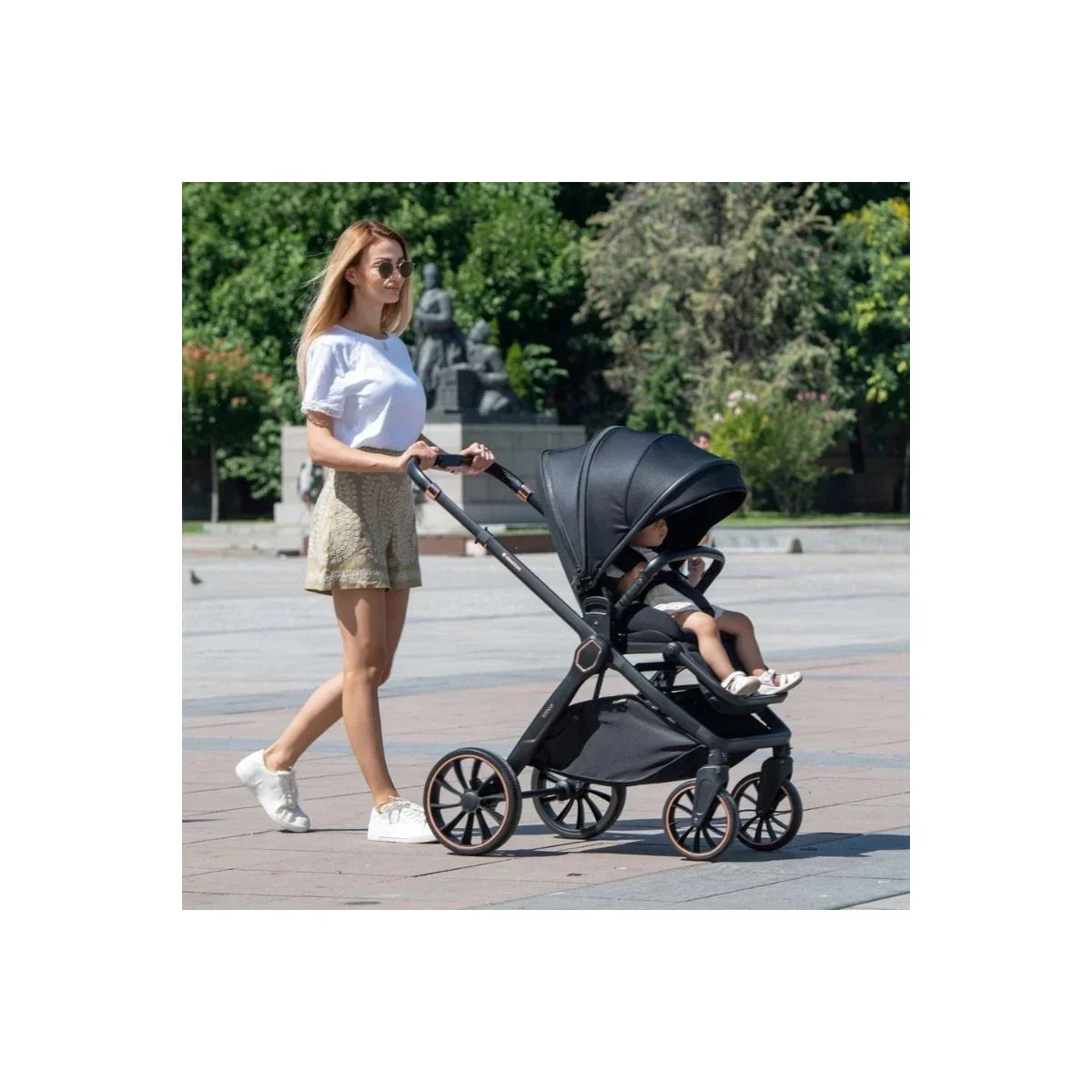 Kikkaboo Tiffany 2-In-1 Stroller With Carrycot Dark Grey Age- Newborn upto 22 Kg