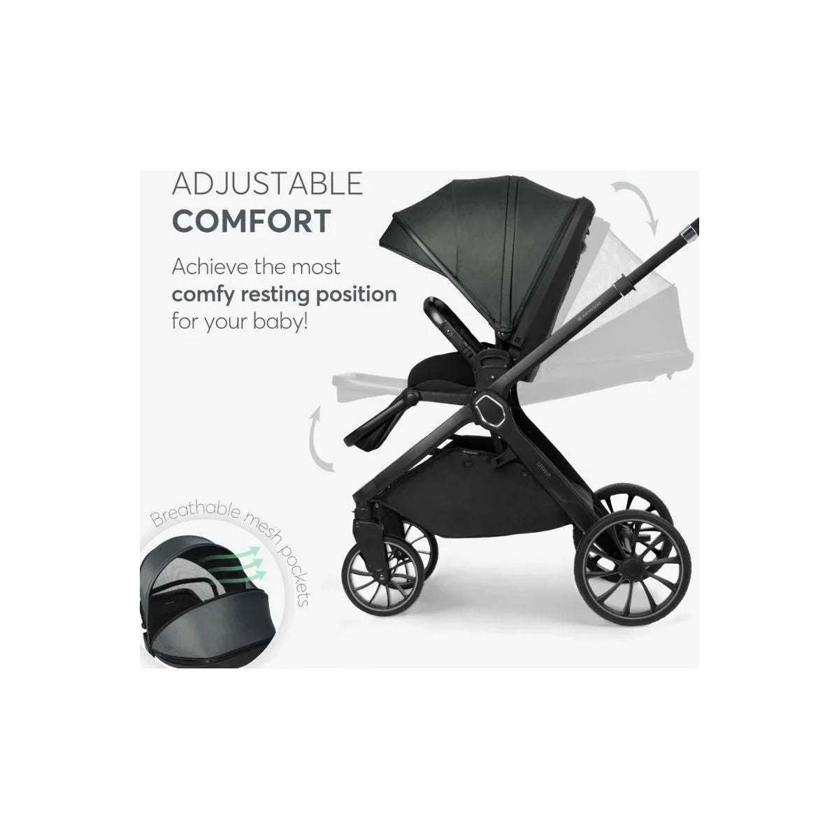 Kikkaboo Tiffany 2-In-1 Stroller With Carrycot Dark Grey Age- Newborn upto 22 Kg