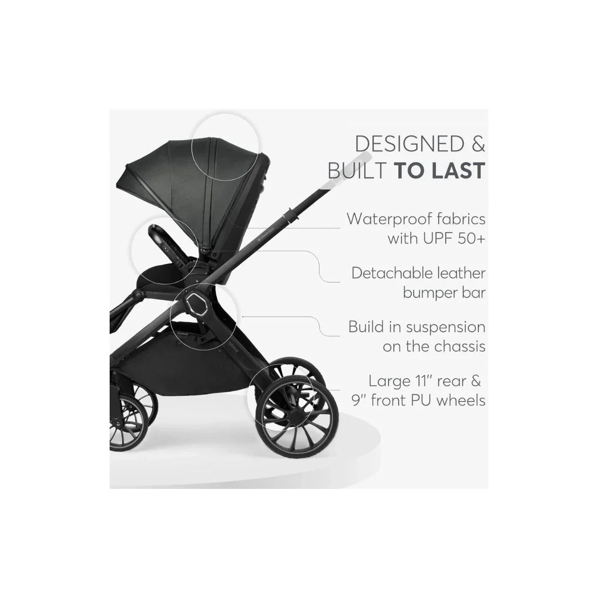 Kikkaboo Tiffany 2-In-1 Stroller With Carrycot Black Age- Newborn upto 22 Kg