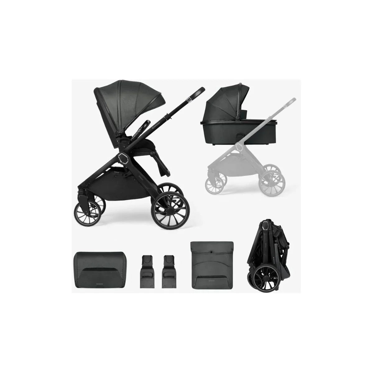 Kikkaboo Tiffany 2-In-1 Stroller With Carrycot Dark Grey Age- Newborn upto 22 Kg