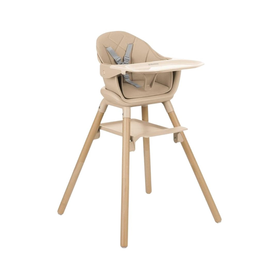 Kikkaboo Woody 2-in-1 Wooden Feeding High Chair Beige Age-6 Months & Above