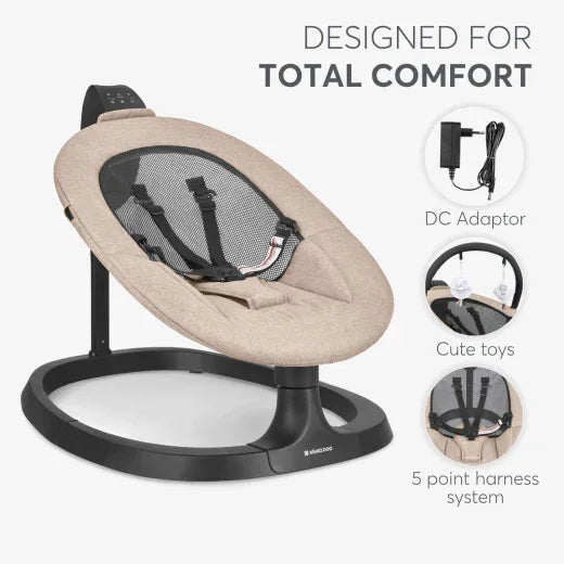 Kikkaboo Zazu Baby Electrical Rocking Swing Beige  Age- Newborn & Above ( Holds upto 9kg as Rocking & 22kg as Stationary)