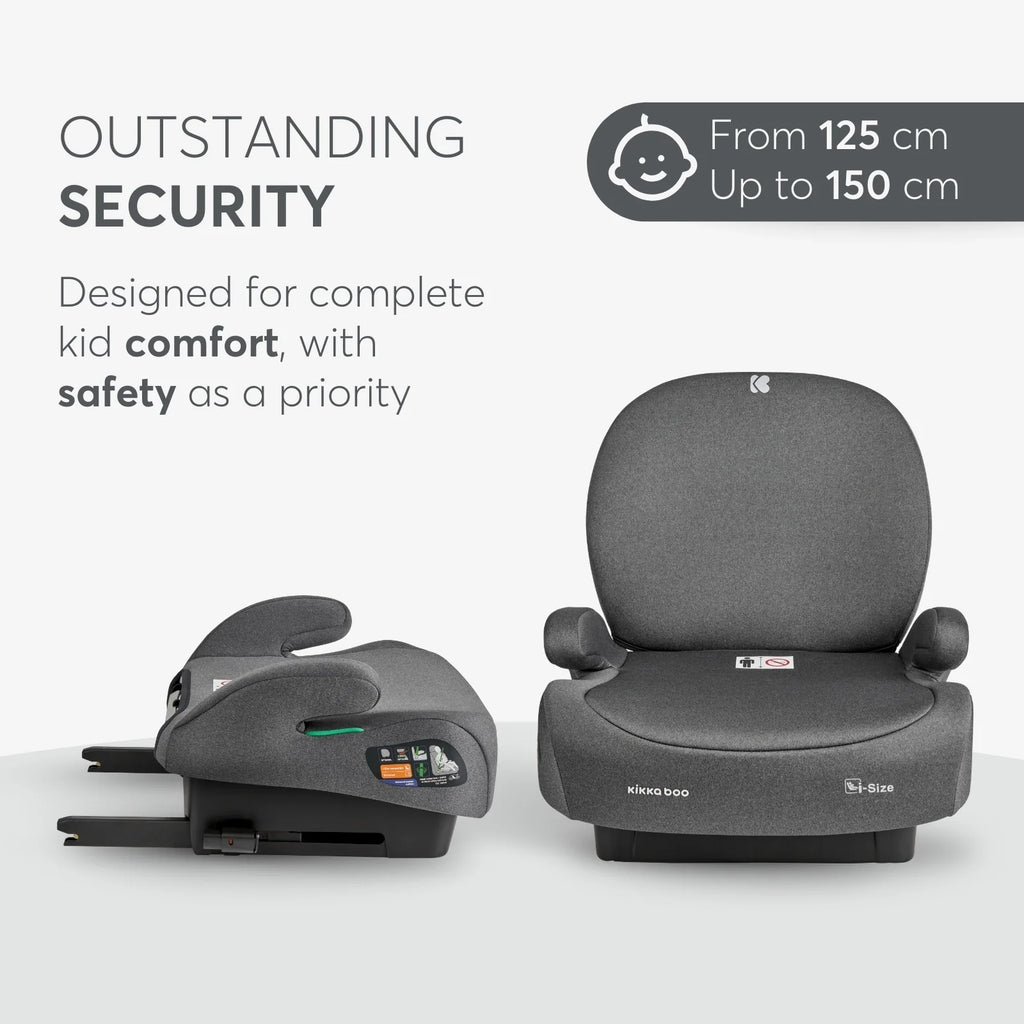 Kikkaboo i-Boost i-SIZE Car seat 125-150 cm  Dark Grey Age- 7 Years to 12 Years