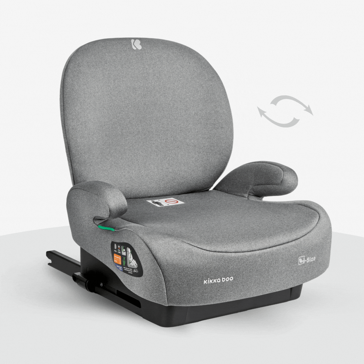 Kikkaboo i-Boost i-SIZE Car seat 125-150 cm  Light Grey Age- 7 Years to 12 Years