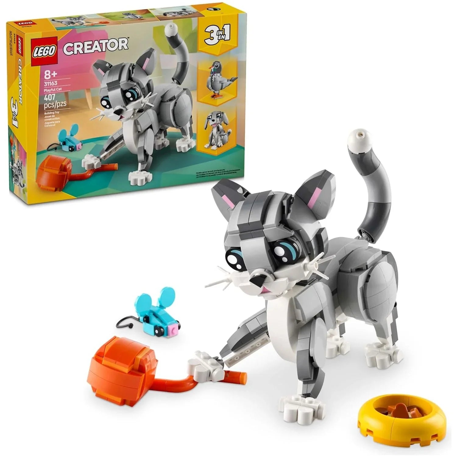 LEGO Creator 3-in-1 Playful Cat Building Blocks Toys 31163 Age- 6 Years & Above