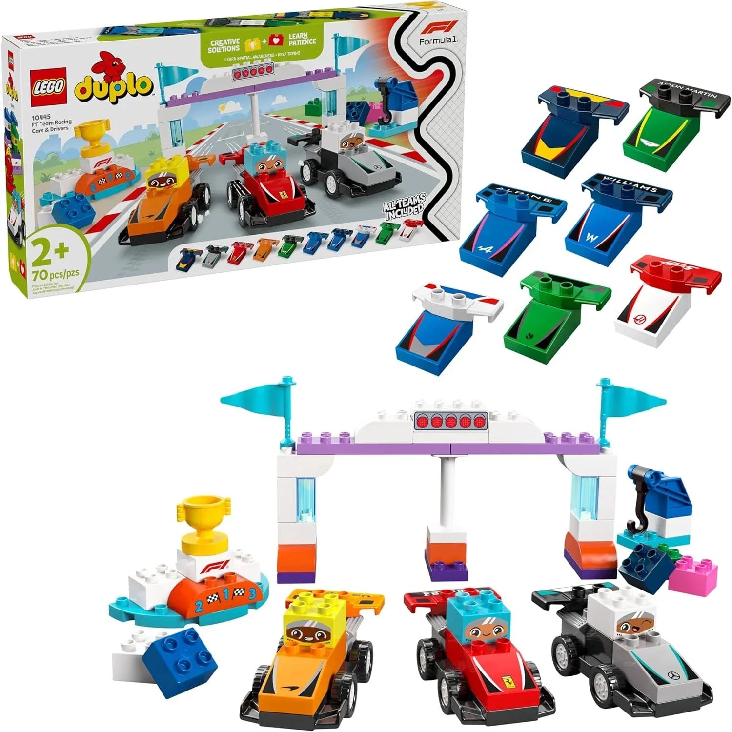 LEGO Duplo F1® Team Race Cars & Drivers Building Toy Playset 10445 Age- 2 Years & Above