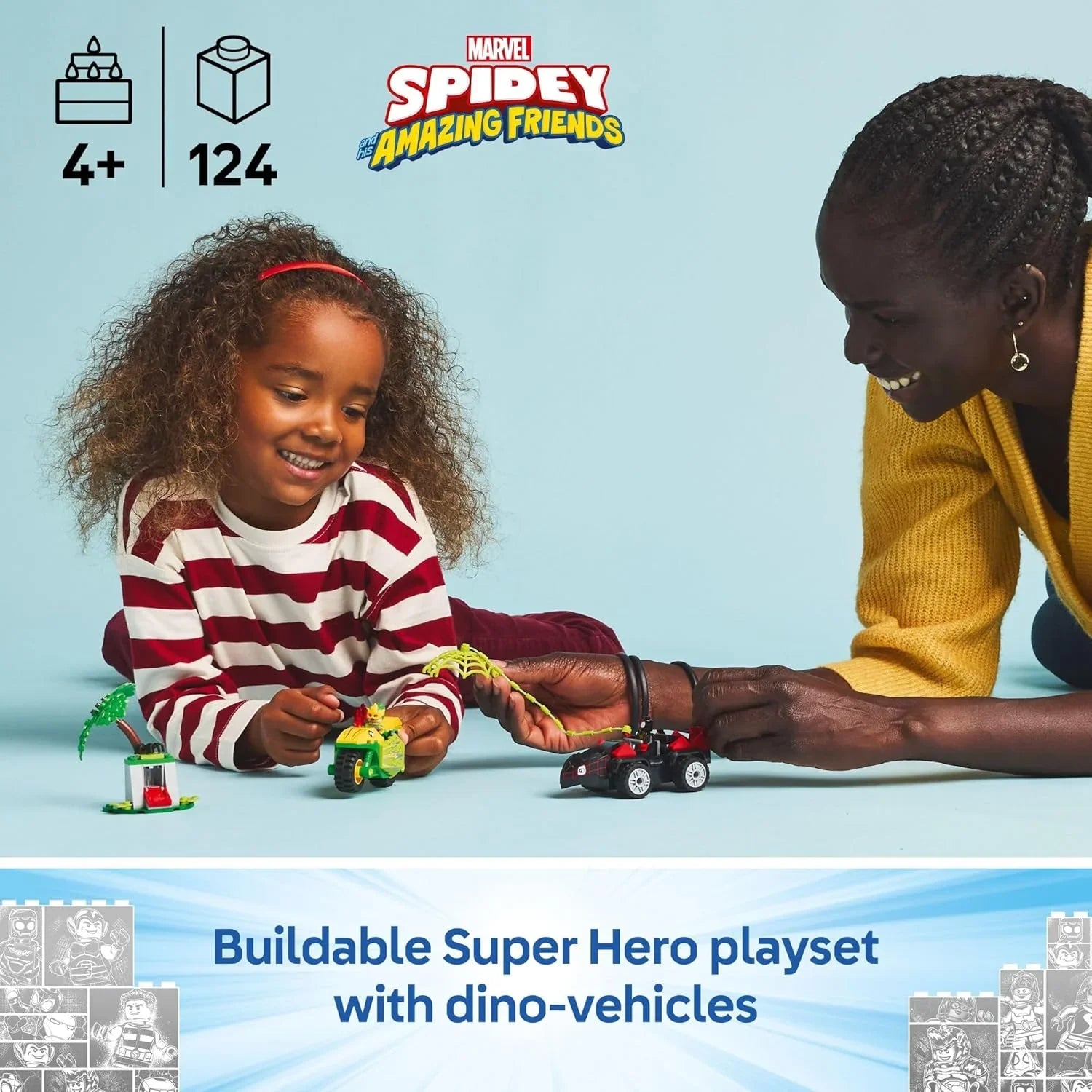LEGO Marvel Spidey & His Amazing Friends Spin & Electro Dinosaur Vehicle Chase 11198 Building Blocks Toys Age- 4 Years & Above