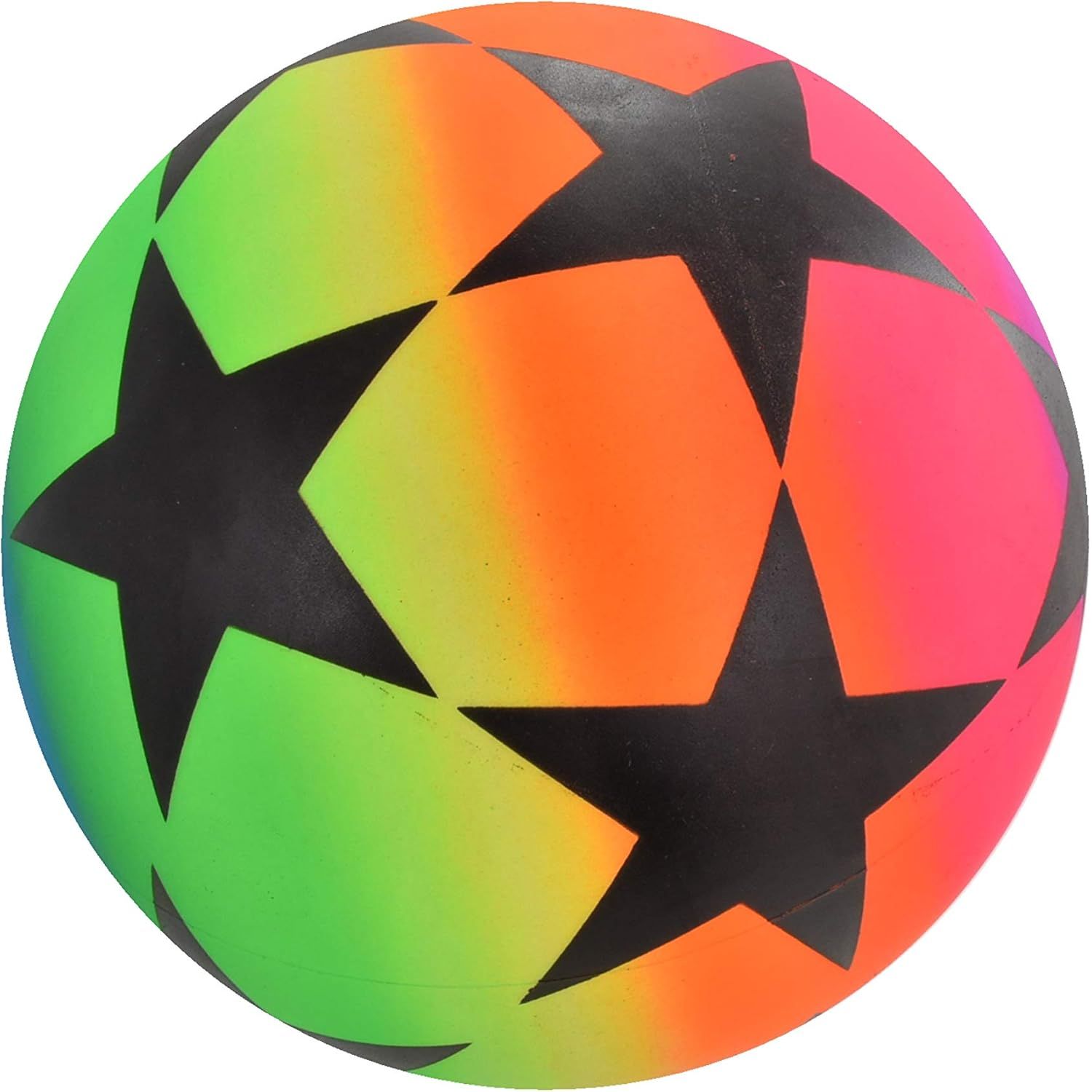Kandy Toys Rainbow Stars & Moon Neon Inflatable Ball Large 9-Inch Assorted  Age- 3 Years & Above