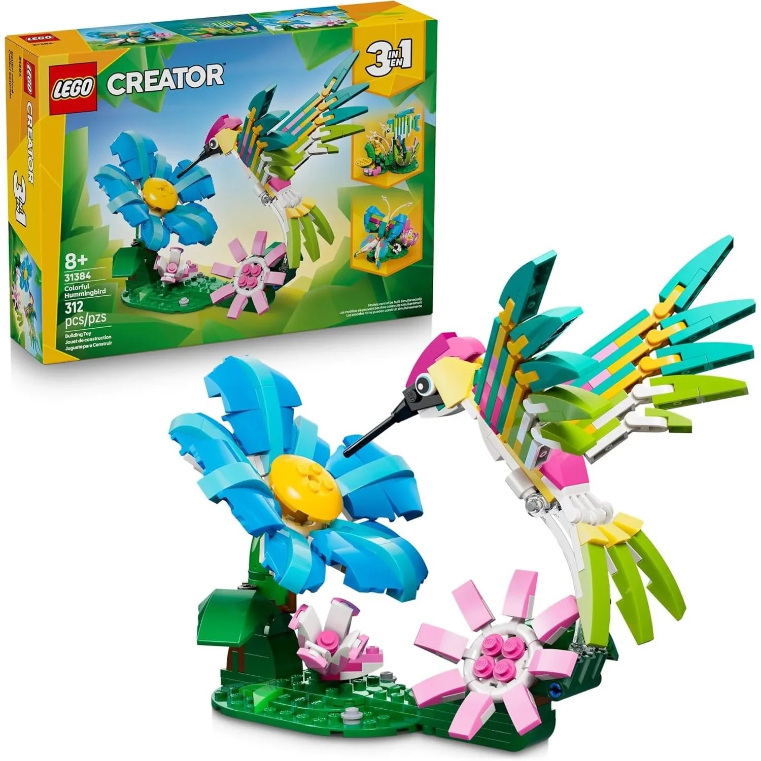 Lego Creator 3 in1 Wild Animals: Colorful Hummingbird 31384  Age- 8 Years and Above