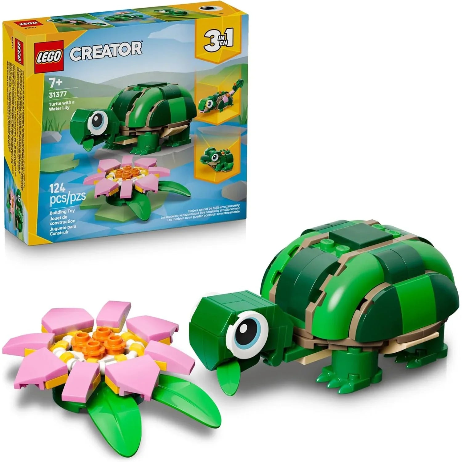 Lego Creator 3 in 1 Turtle with a Water Lily Flower 31377 Age- 7 Years and Above