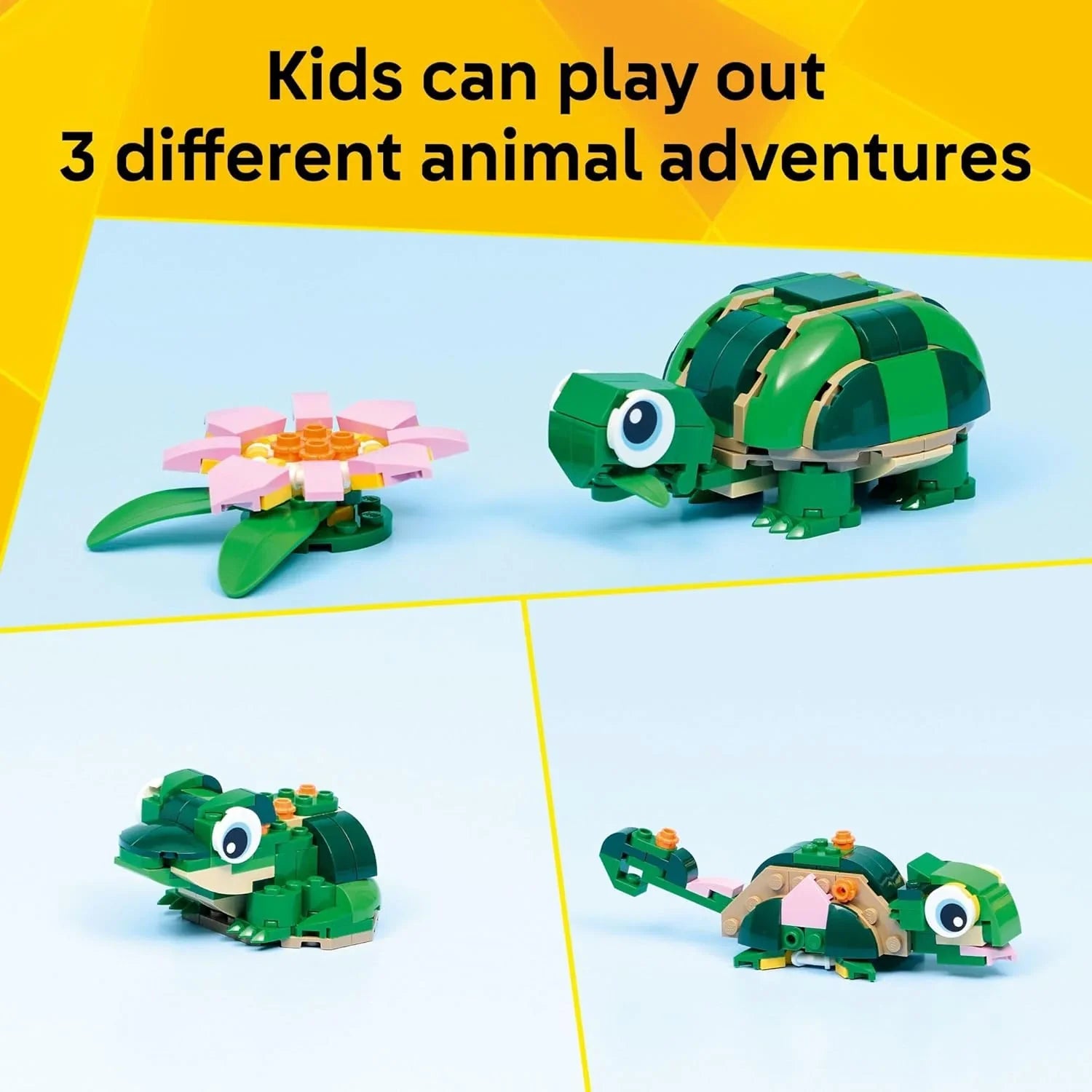 Lego Creator 3 in 1 Turtle with a Water Lily Flower 31377 Age- 7 Years and Above