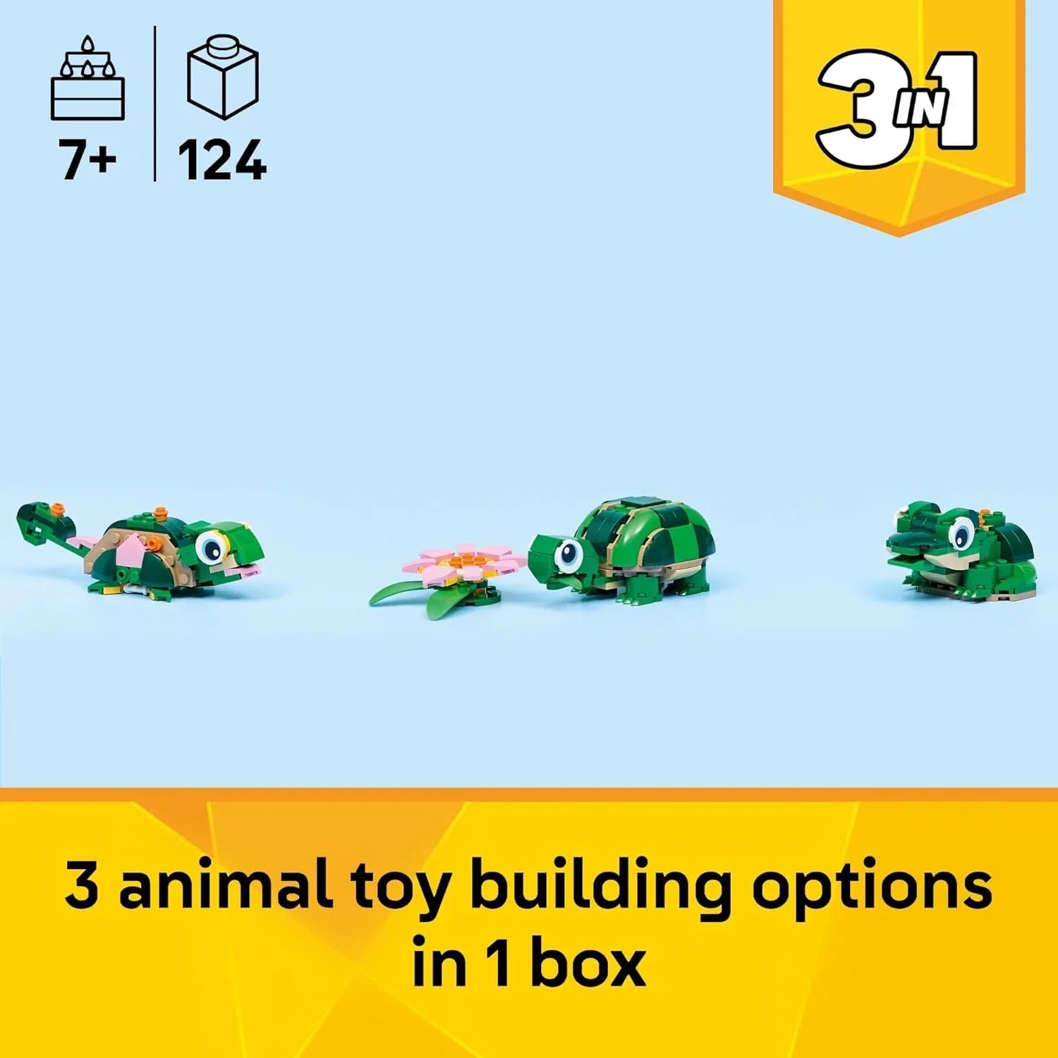Lego Creator 3 in 1 Turtle with a Water Lily Flower 31377 Age- 7 Years and Above
