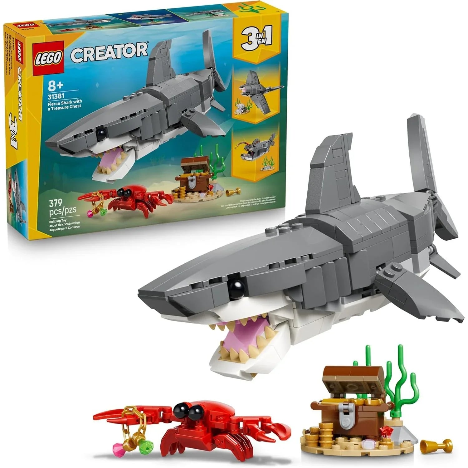 Lego Creator Fierce Shark with a Treasure Chest 31381 Age- 8 Years and Above