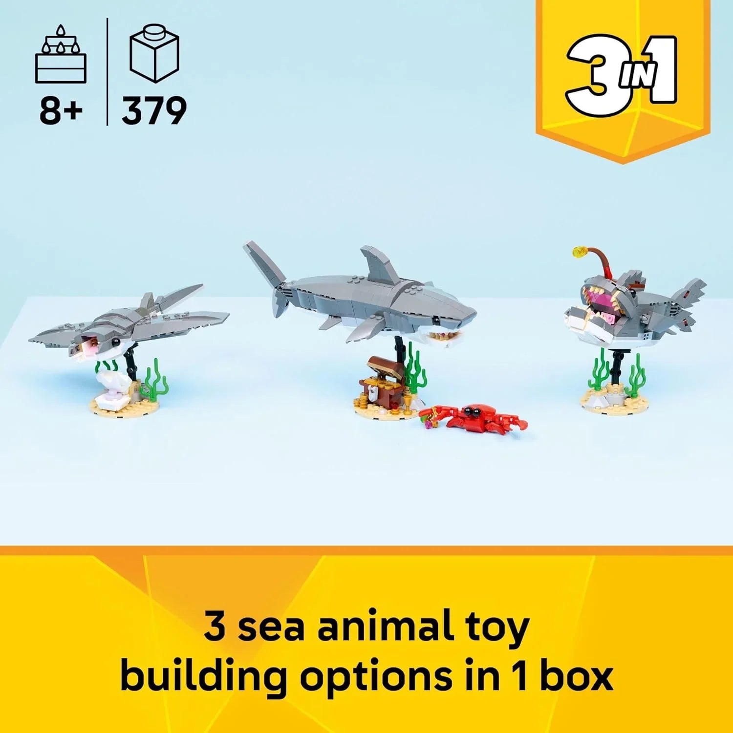 Lego Creator Fierce Shark with a Treasure Chest 31381 Age- 8 Years and Above