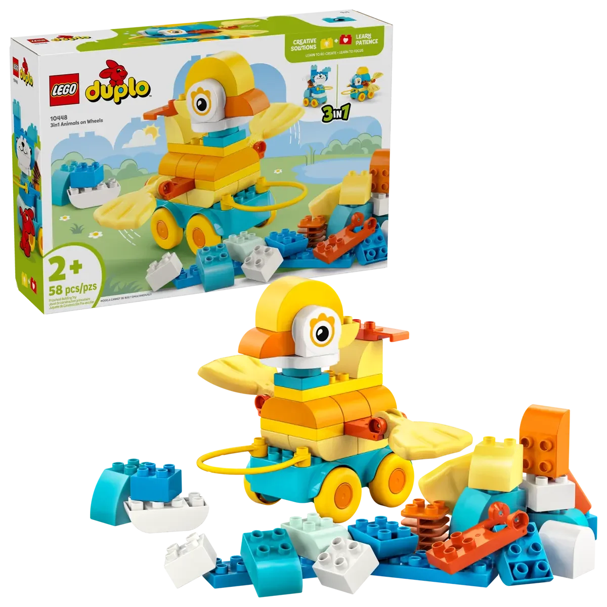 Lego Duplo 3-In-1 Animals On Wheels Building Blocks 10448 Age- 2 Years & Above