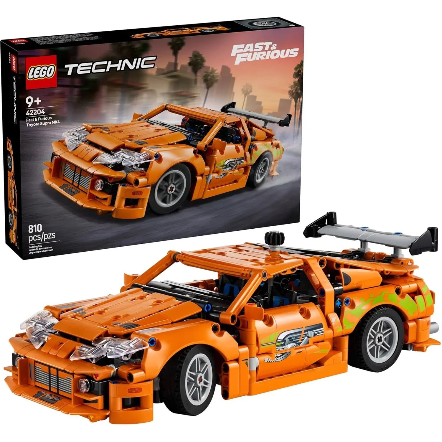 Lego Fast and Furious Toyota Supra MK4 Car Kids Building Blocks Orange 42204 Age- 5 Years & Above
