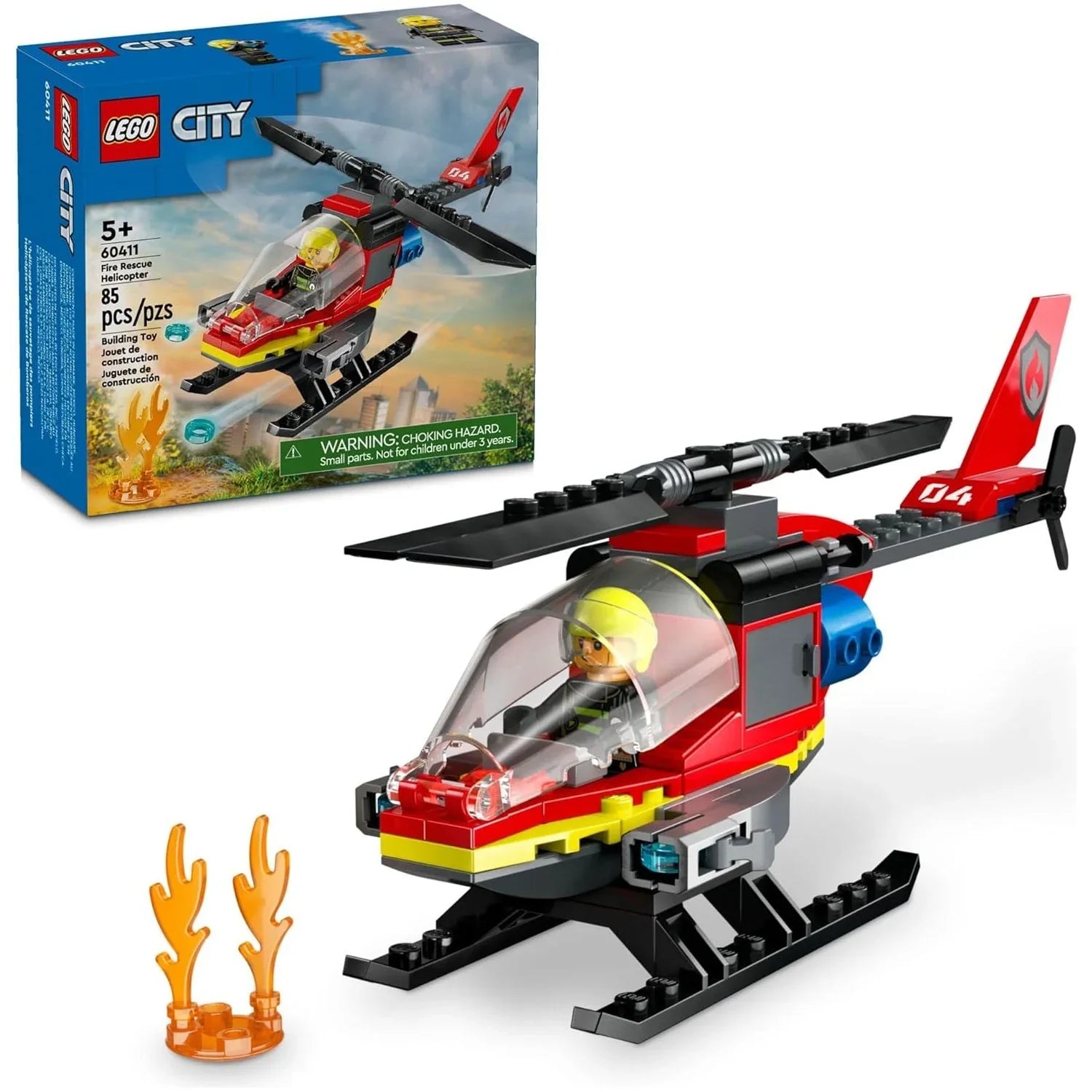 Lego Fire Rescue Helicopter Building Blocks Multicolor Age- 6 Years & Above