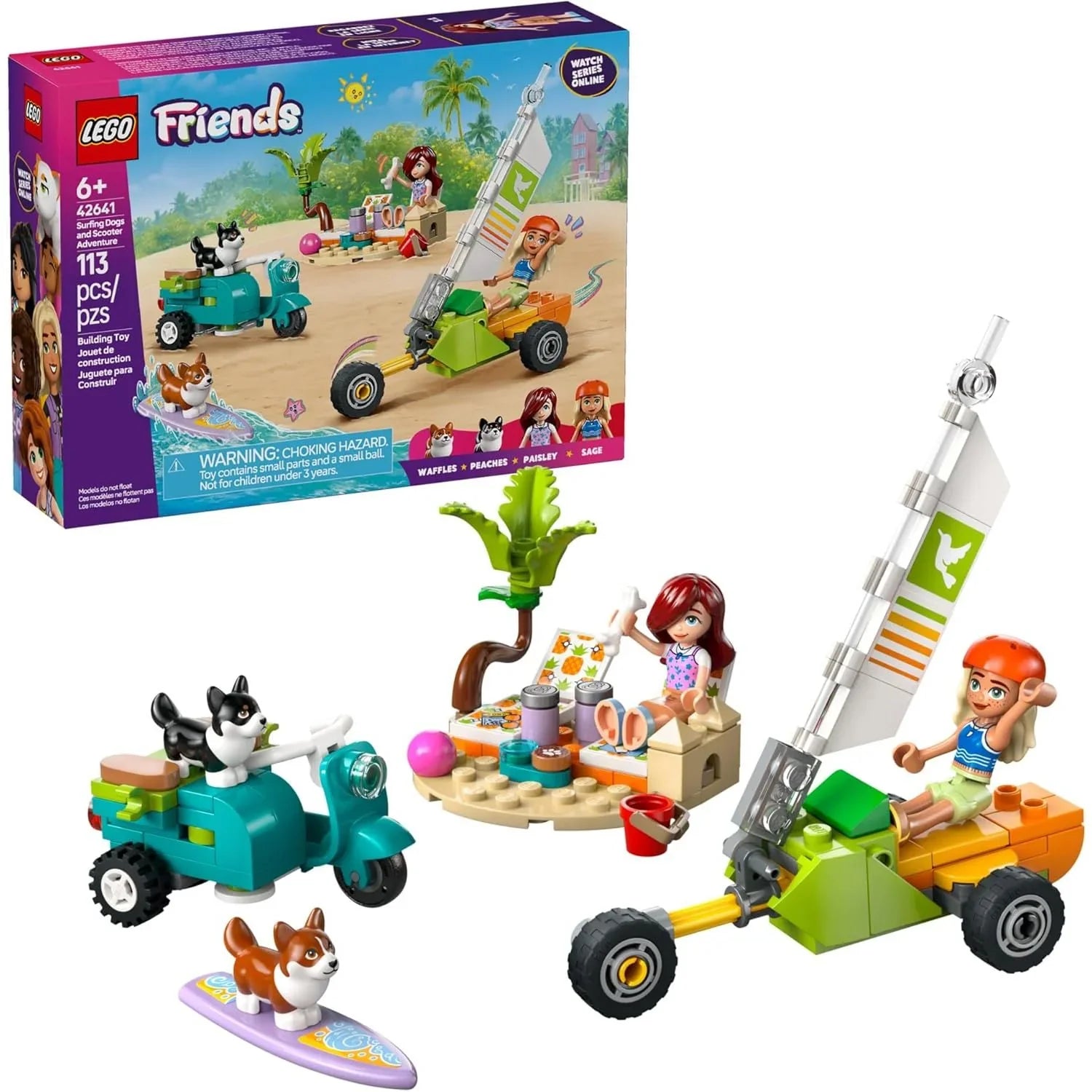  Lego Friends Surfing Dogs and Scooter Adventure [LE42641] Age- 6 Years & Above