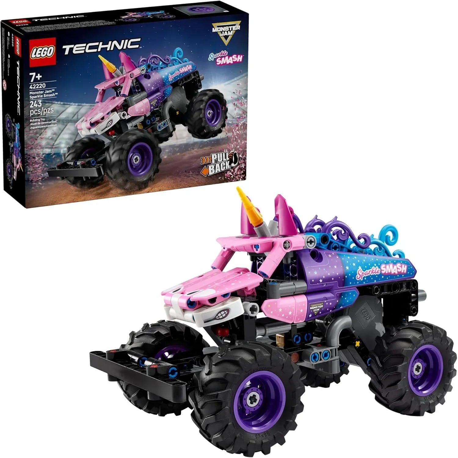Lego Technic Monster Jam Sparkle Smash Pull-Back Truck 42220 Age- 7 Years and Above