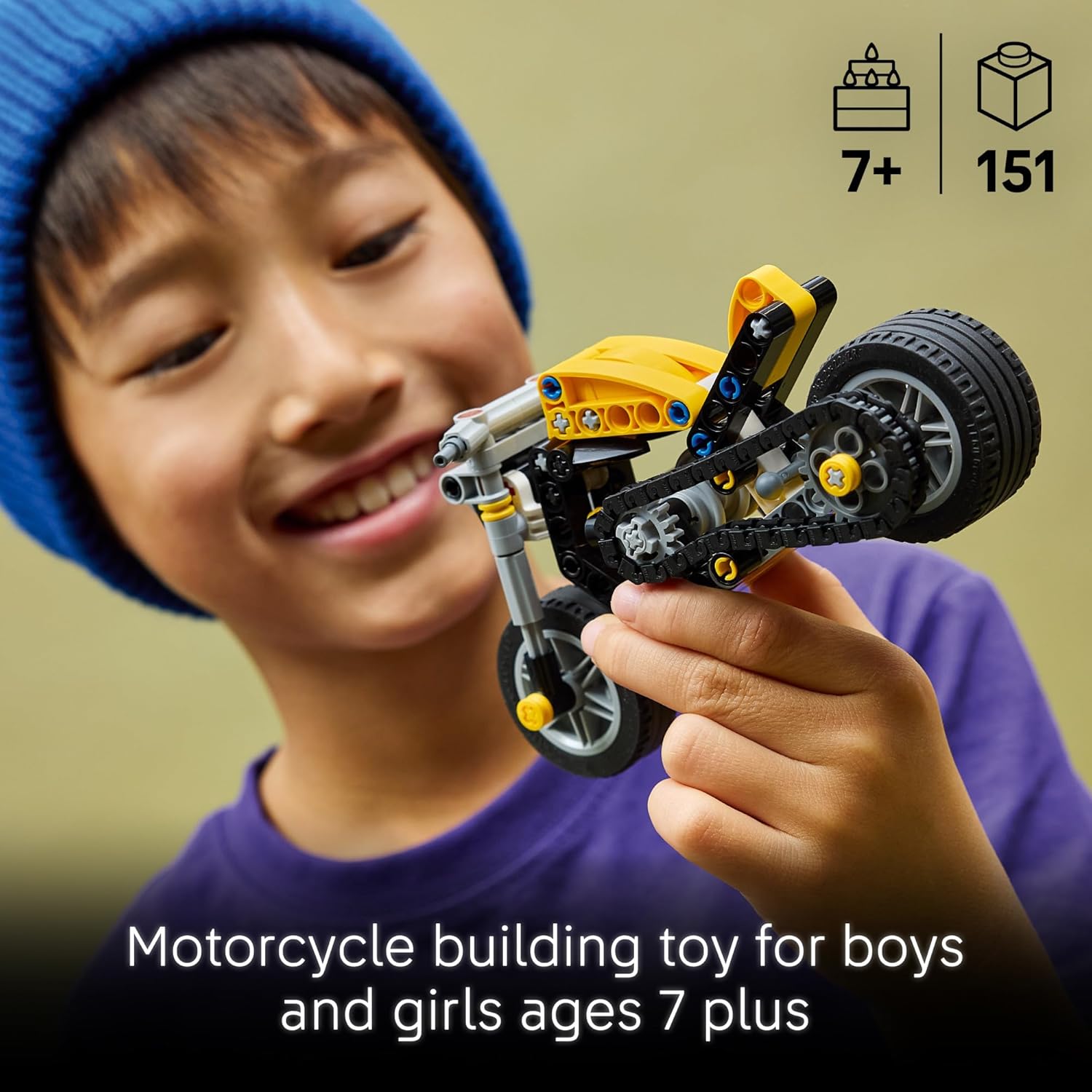 Lego Technic Yellow Motorcycle 42225 Age- 7 Years & Above