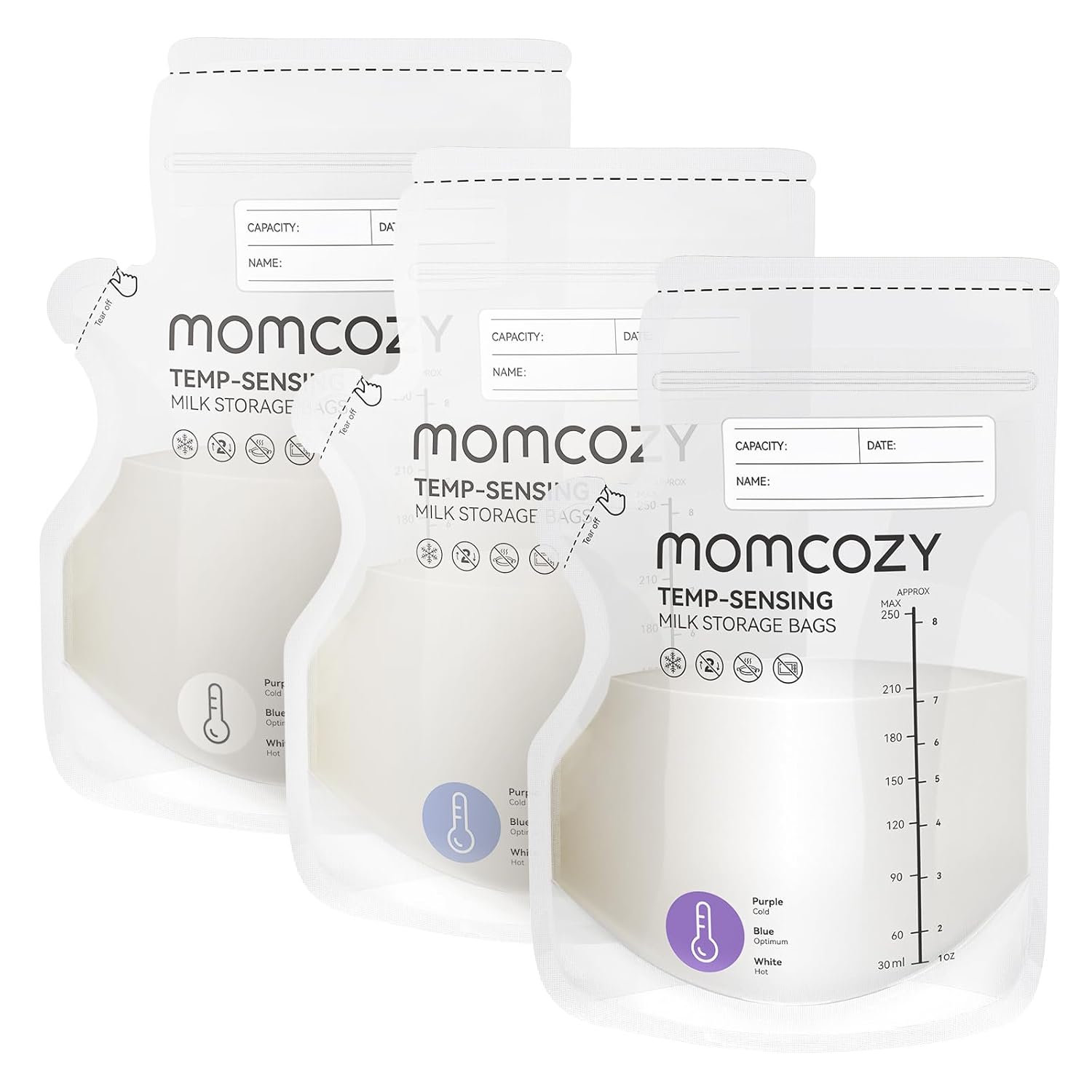 Momcozy Easy Pour Breastmilk Storage Bag No Leak Presterilized for Freezer, Recyclable & BPA Free 120 Pcs MS005-NA00NB-A