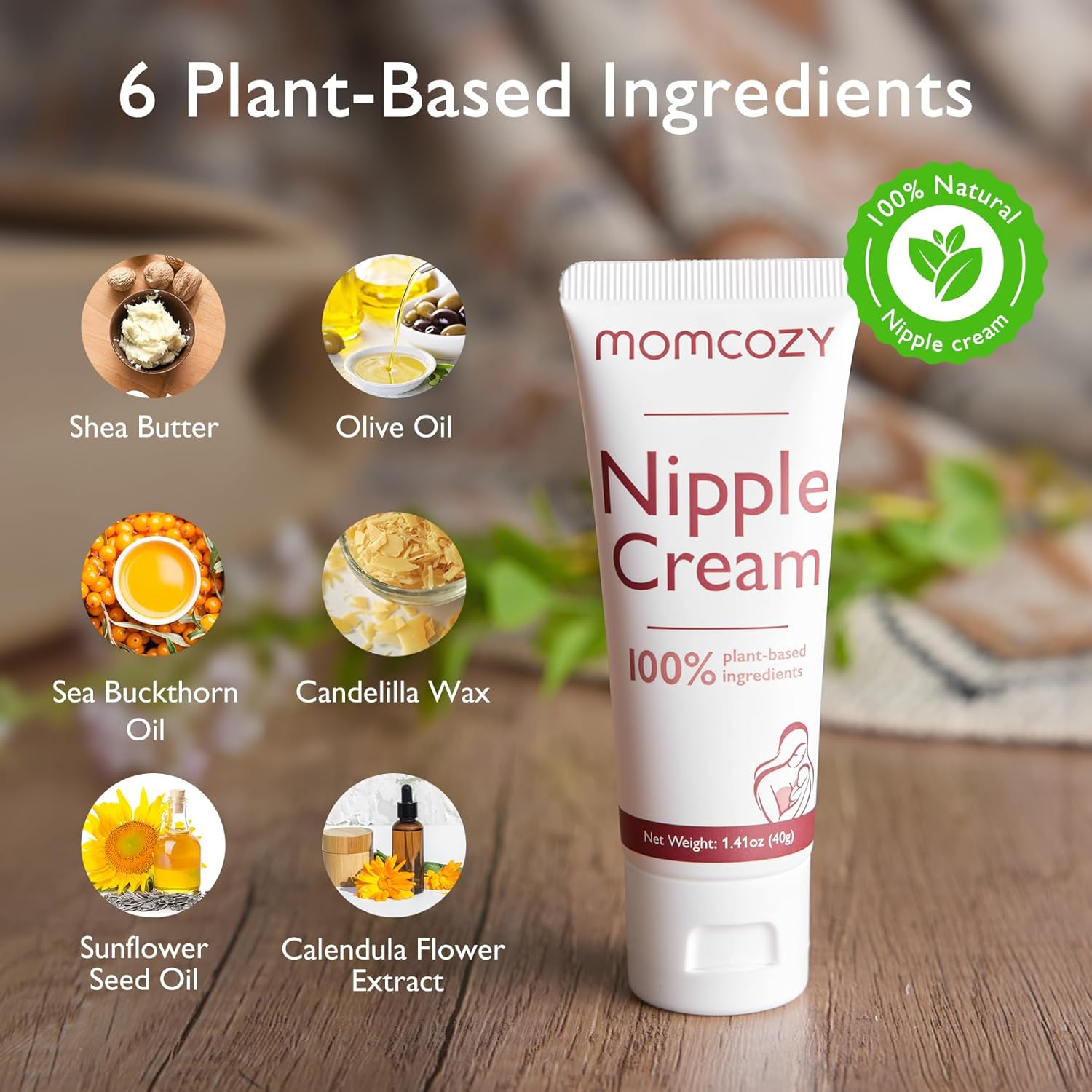 Momcozy Ice Lanolin-Free Soothing Balm Nipple Cream Breastfeeding Essentials (40 Grams) NM002-WP00NB-A