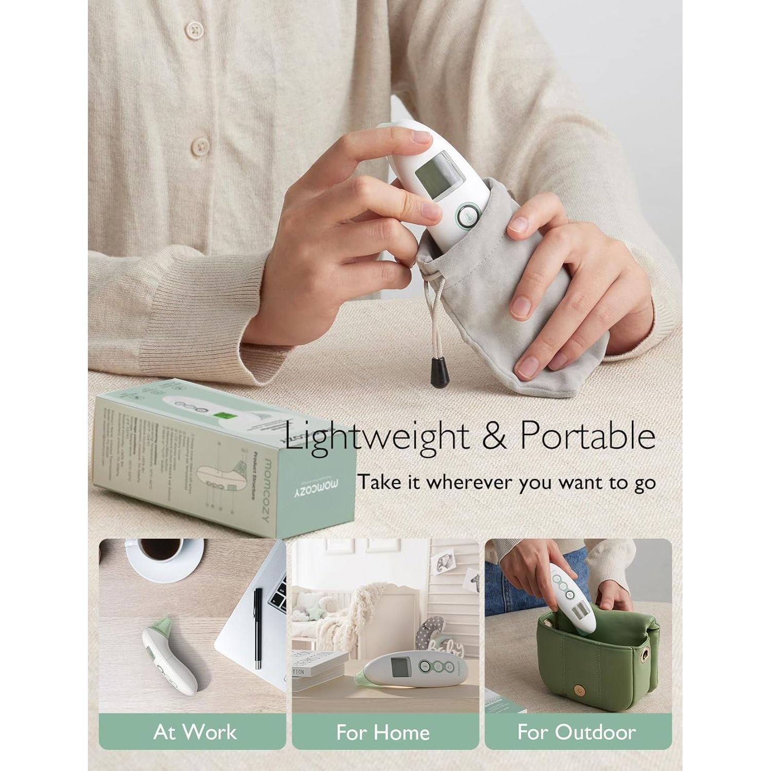 Momcozy Non-Contact Forehead And Ear Thermometer TH001-GE00BA-A Age- Newborn to 3 Years